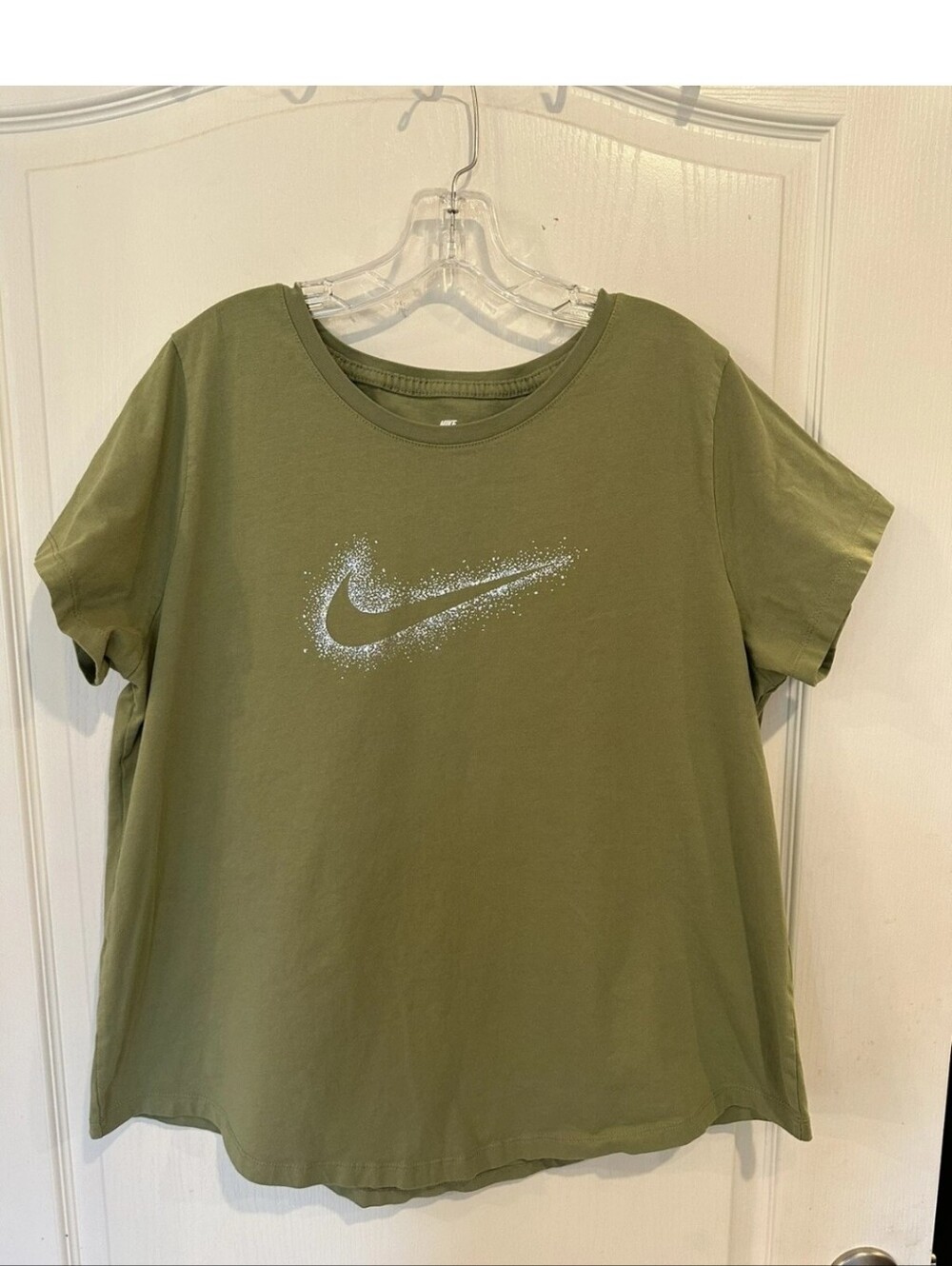 Nike Olive Green Graphic Swoosh Tee Washed But Never Worn